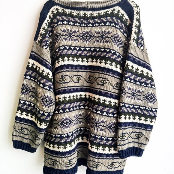 Rey Wear Multicolour Chunky V Neck Pullover Sweater L - Picture 4 of 5